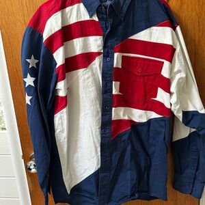 Wrangler Western Red and White Casual Button Down Shirt